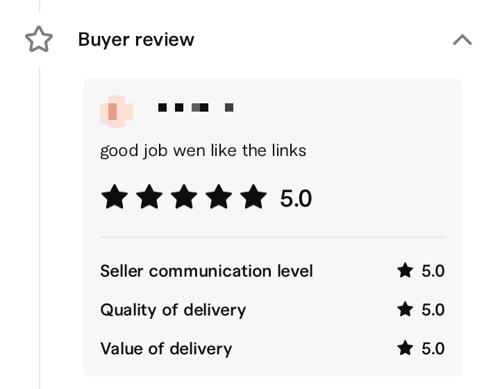 Fiverr 5-Star Buyer Review: Good job, we like the links!