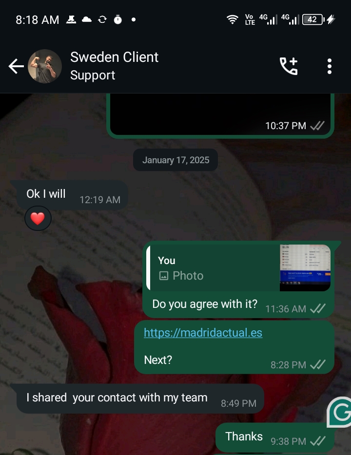 Sweden Client Support: I shared your contact with my team. Thanks!